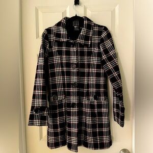 Women’s Adriana red/black/white tweed plaid w/pockets size M wool blend